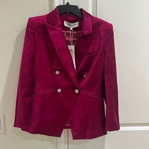 Veronica Beard sz 8 Elam Dickey fuschia velvet jacket with crystal buttons. NWT